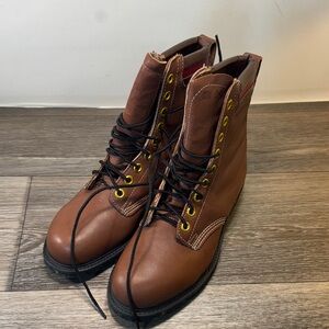 Vintage Iron Age Brown Leather  Boots steel toe boots made in the US size 8.5